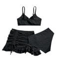 thumbnail image 1 of Girls Swimsuit Size 10 3-Piece Quickdry Girls Bathing Suit&nbsp;size 8 Drawstring Bottoms Contrast Trim Bikini Sets Ruched Rash Guard Tankini Sets Girls' Swimwear with Print Shorts, 1 of 5