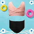 thumbnail image 1 of CAIXIA Girls Swimsuits Size 14-16 2-Piece Bikini Set Cutout Girls Tankini Swimsuit Ruched Color Block Bathing Suit Drawstring Tankini Set with Belt Skirted Swimwear, 1 of 3