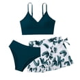 thumbnail image 1 of Girls Tankini Swimsuits 8-10 3 Pieces Comfortable Girls Bathing Suit&nbsp;cover Up Adjustable Wide Straps Floral Print Bikini Sets Ruffle Ruched Ribbed Tankini for Girls Summer Girl's Swimwear, 1 of 5