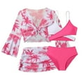thumbnail image 1 of Girls Tankini Swimsuits Size 10-12 3 Piece Stretch Bathing Suit for Teen Girls Drawstring Bottoms Hawaiian Princess Bikini Set Modest Ruched Cutout Tankini Sets Modest Swimwear with Cover Up, 1 of 3