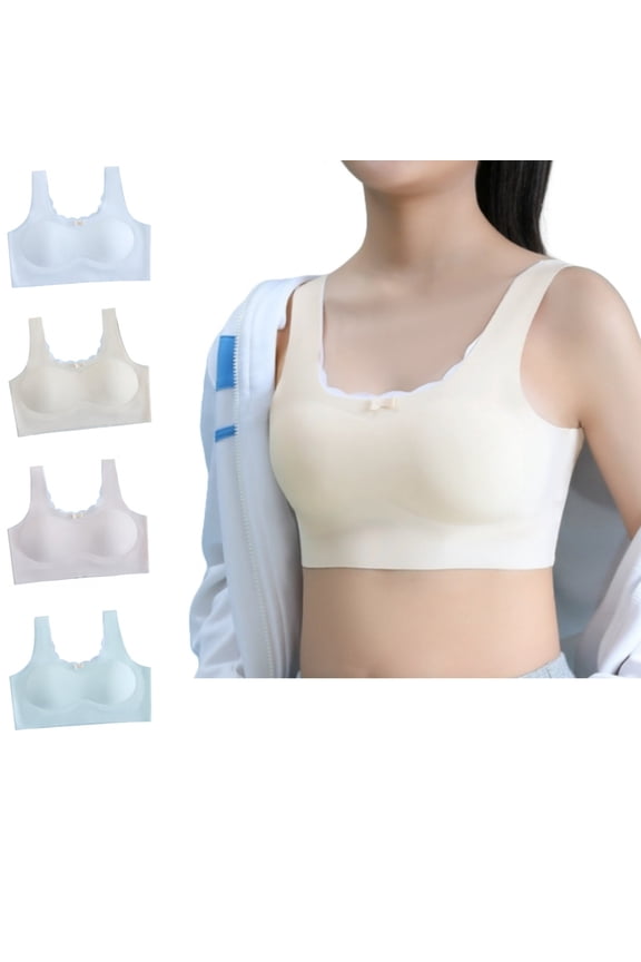 Girls Training Bras 10-12 Years Wirefree Girls Bustier Bralette Top Seamless Supportive X Back Design Removable Padding Comfort Wide Straps For Teens,L
