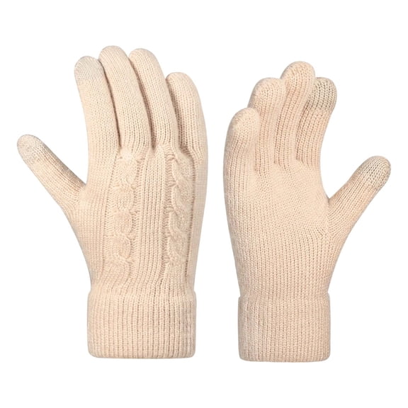 CAIXIA Gloves For Men Cold Weather Winter Thermal Knitted Touchscreen Compatible Double Layer Warm Mittens for Cycling and Outdoor Activities,Beige