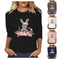 thumbnail image 1 of CAIXIA Happy Easter Shirts Women Women T Shirts Happy Easter Funny Graphic Tee Crew Neck Easter Bunny Short Sleeves Streetwear Womens Tops, 1 of 4