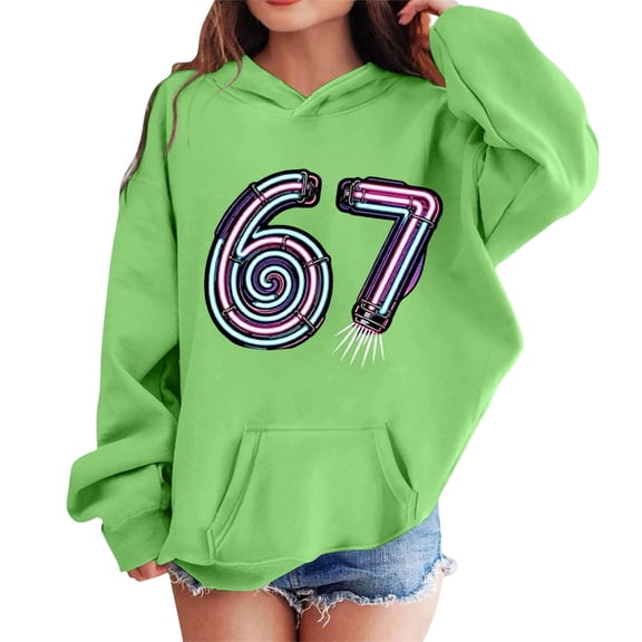 CAIXIA Hoodies for Girls 10-12 Ice Cream 67 Soccer Sweatshirts Long Sleeve Jumper 6, 7 Boys Pullover Athletic Thermal Fuzzy Hooded 2026,Green