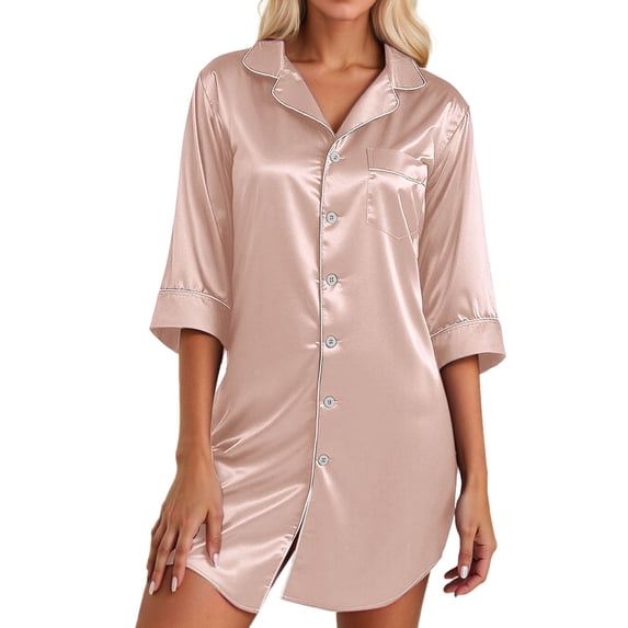 CAIXIA House Coats For Women With Pockets Women's Soft Lapel Collar Robe Comfortable Everyday Wear Basic Style Sleepwear For All Seasons