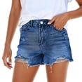 thumbnail image 1 of CAIXIA Jean Shorts Women Mid Rise Womens Denim Shorts Stretchy Bermuda Shorts Ripped Rolled Summer Casual Jorts with Pockets,XL, 1 of 5