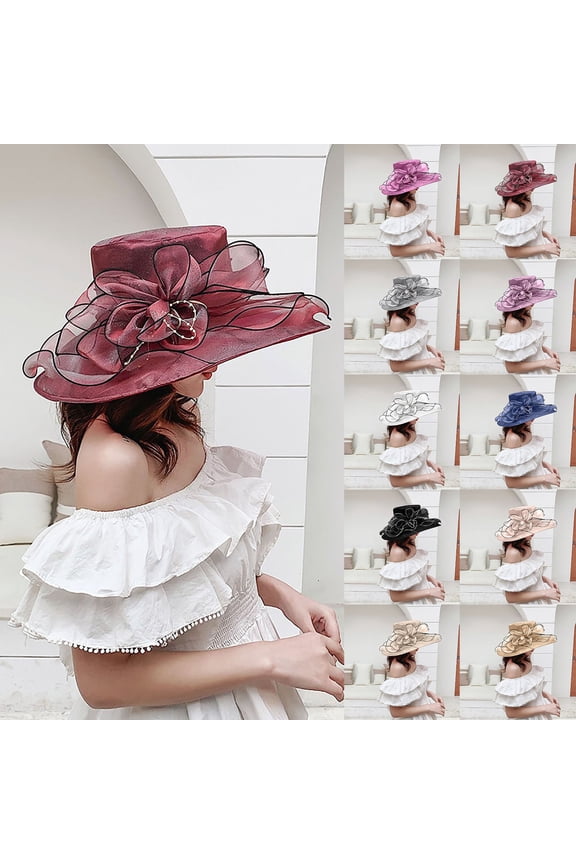 Kentucky Derby Hats for Women 2026 Large Lady Headwear Tea Party Hats Hats Adjustable Wide Brim Fascinator Sun Hat Classic Hair Accessories for Women