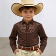 thumbnail image 1 of CAIXIA Kid Toddler Boys Cowboy Shirts Western Retro Button-Down Shirt Rodeo Party Long Sleeve Tops with Pockets Clothes, 1 of 4