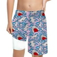 thumbnail image 1 of CAIXIA Kids Boys Swim Shorts with Compression Liner Beach Board Shorts 2 In 1 Printed Bathing Suit Soft Beach Pool Swimwear, 1 of 5