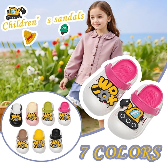CAIXIA Kids Clogs Girls Girls Summer Sandals Cute Cartoon EVA Baby Toe Slippers Lightweight Outdoor Children Footwear,Hot Pink