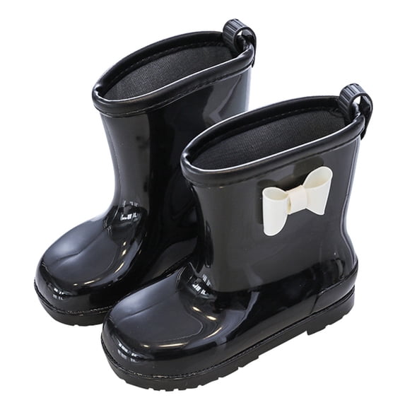 CAIXIA Kids Rain Boots Size 1,Girls Boots Rubber Rain Shoes For Kids Design For Girls Comfortable And Durable Footwear For Outdoor And,Black