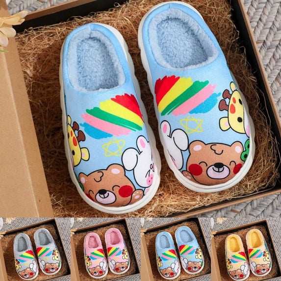 CAIXIA Kids Slippers Boys Girls Memory Foam Fuzzy Lined Novelty Print Non- Winter House Slippers Fuzzy Soft Indoor Outdoor Slippers Birthday Gifts