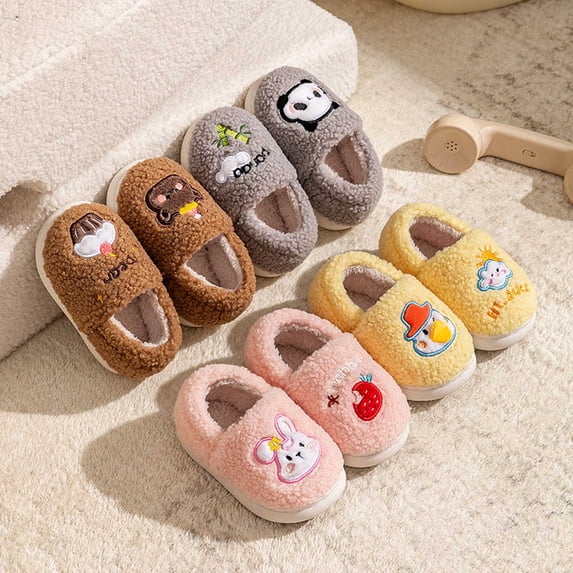 CAIXIA Kids Slippers for Boys and Girls Memory Foam Lined Cute Animal on Kids House Slippers Warm Winter Big Kids Indoor/outdoor Wear Girl Gifts