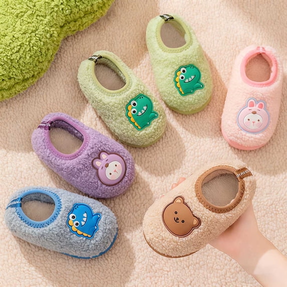 CAIXIA Kids Slippers Girls with Memory Foam Lined Cartoon Animal Non- Sole House Bedroom Slippers Fuzzy Warm Indoor Outdoor Slippers Baby Girl Gifts