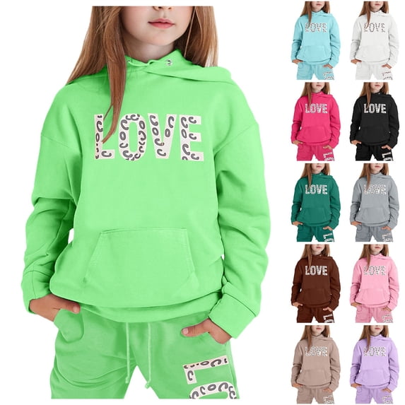 CAIXIA Kids Sweatsuit Set 2 Piece Hoodie Sweatshirt and Sweatpants for Girls Dance Athletic Set Girls Fall Outfits Size 14-16 Embroidered Fall Winter Fashion Sets Quality Girls Clothes Size 5