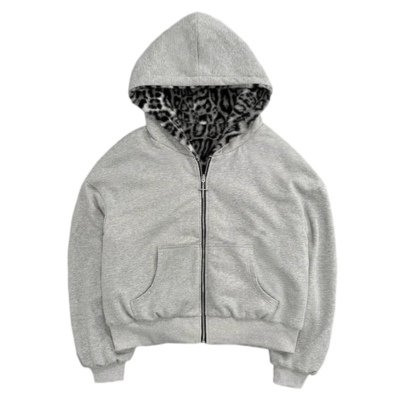 CAIXIA Leopard Print Womens Hoodies Trendy Pullover Loose Fit Cute Fall Winter Track Long Sleeve Graphic Womens Sweatshirts No Hood with Pocket Winter Clothing Outfits