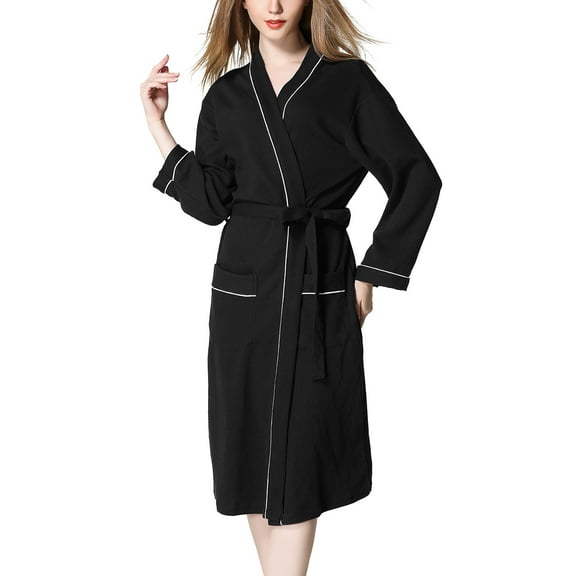 CAIXIA Long Robes For Women Cotton Elegant Women's Kimono Robe Long Knitted Bathrobe for Cozy Sleepwear and Lounging
