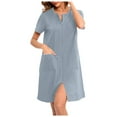 thumbnail image 1 of CAIXIA Long Robes For Women Satin Women's Soft Casual Nightgown Loose Fit Short Sleeve Sleepwear Comfortable Robe for Home, 1 of 6