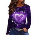 thumbnail image 1 of CAIXIA Long Sleeve Shirts For Women Valentine's Day Graphic Pullover for Women Long Sleeve Heart Print Casual T-Shirt Top Comfortable Fit, 1 of 5