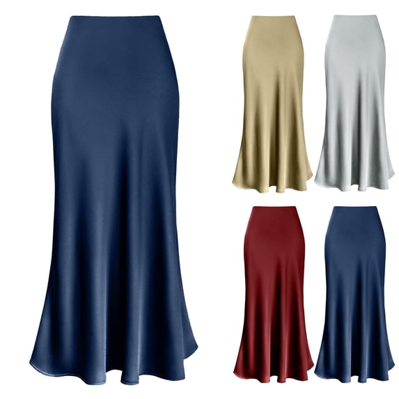 CAIXIA Maxi Skirts for Women Pink Column Solid Color Lightweight Spring a Line High Waisted Wedding Guest Party Long Skirt
