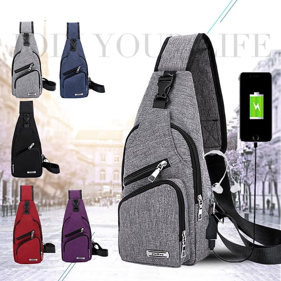 CAIXIA Medium Crossbody Bags For Women Multi-Functional Colorful USB Charging Sling Chest Bag, Business Leisure Travel One Shoulder Crossbody Purse