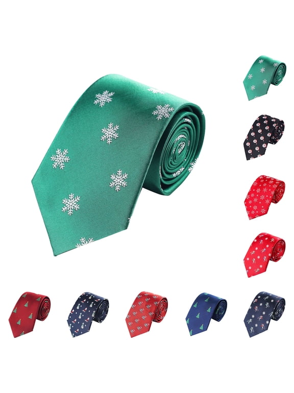 Men Christmas Tree Jacquard Silk Neck Tie Holiday Party Necktie