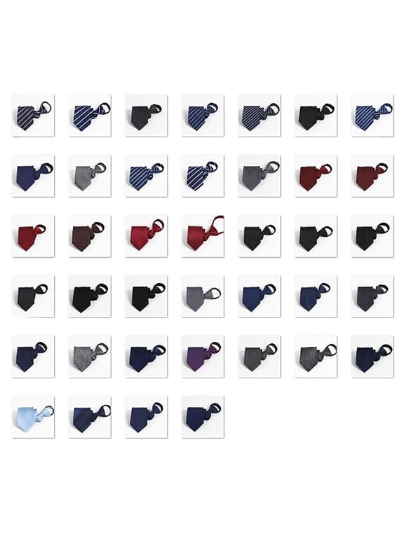 Mens Ties Classic Zipper Ties, Easy Necktie Striped Solid Plaid Dots Mixed Lot Tie for Business Office School, Easy Necktie Striped Tie for Boys, Classic Color