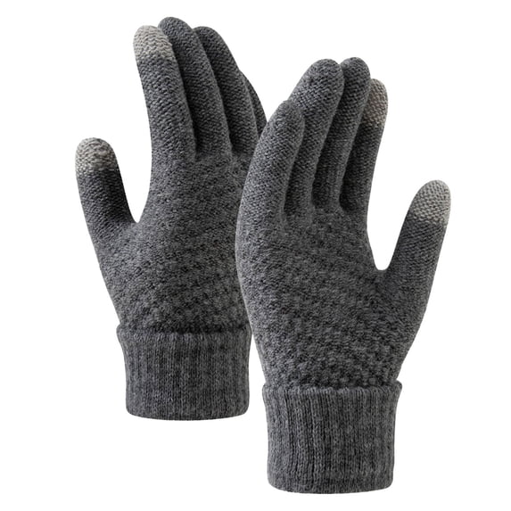 CAIXIA Mens Winter Gloves Winter Warmth Screen Gloves for Women Lined Knitted Wool Riding Cold Weather Comfort,Dark Gray