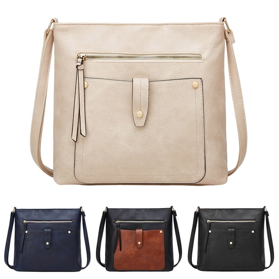 CAIXIA Messenger Bag For WomenSoft Retro Small Square Crossbody Bag, Large Capacity Multi Pocket Daily Shoulder Hand Purse