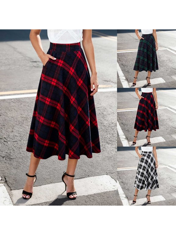 CAIXIA Midi Skirts for Women Work Fashion Solid Color Stretchable Fabric Women's Flowy Handkerchief Hemline Midi Skirt