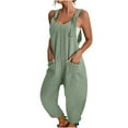 thumbnail image 1 of CAIXIA Overalls for Women Casual Barrel Wide Leg Bib Pants Loose Sleeveless Jumpsuit with Pockets,Green, 1 of 6