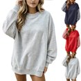 thumbnail image 1 of CAIXIA Oversized Sweaters For Women Plaid Patchwork Color Block Crewneck Long Sleeve Pullover Tops Soft Basic Clothes Casual Shirts Work Outfits Fall Winter Clothes,Grey, 1 of 5