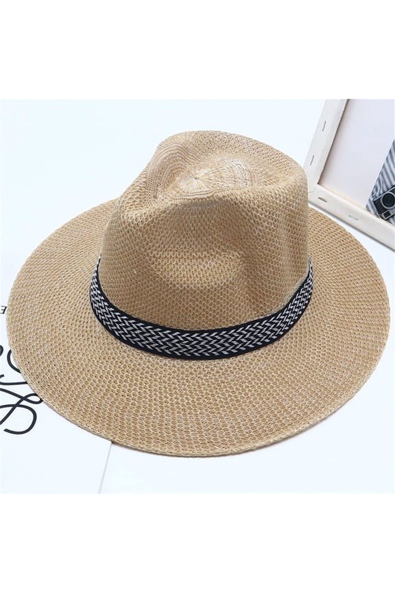 Panama Hat Sun Hats for Men Women Wide Brim Fedora Straw Beach Hat UV UPF 80+
