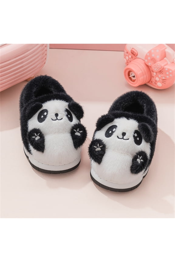 Panda Slippers for Kids Girls Boys Memory Foam Lined Cartoon Cute Animals Non- Sole House Bedroom Slippers Warm Soft Winter Home Indoor Bedroom Slippers Birthday Gifts
