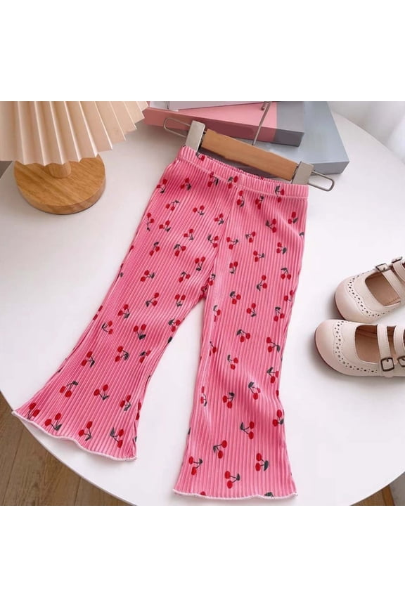 Pants For Girls 6Y Toddler Girls Summer Ice Silk Lightweight Floral Print Bell Bottom Flare Pants Casual Bottoms First Day Of School Outfits For Girls