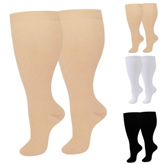 CAIXIA Plus Size Compression Socks Wide Calf for Women Men Extra Large ...