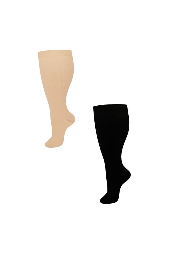 Plus Size Compression Socks Wide Calf for Women Men Extra Large 15-20 mmHg Knee High Sock for Nurses Pregnant Travel