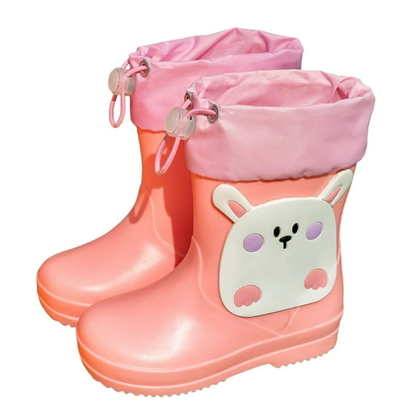 CAIXIA Rain Boots Toddler With Handles,Boys Boots For Outdoor Rainy Days Comfortable Short Ankle Boots For Kids Age 1 8 Year Old Durable Sole Lightweight Hiking Shoes For All Seasons,Pink