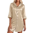 thumbnail image 1 of CAIXIA Robes For Women With Hood Women's Soft Lapel Collar Robe Comfortable Everyday Wear Basic Style Sleepwear For All Seasons, 1 of 5