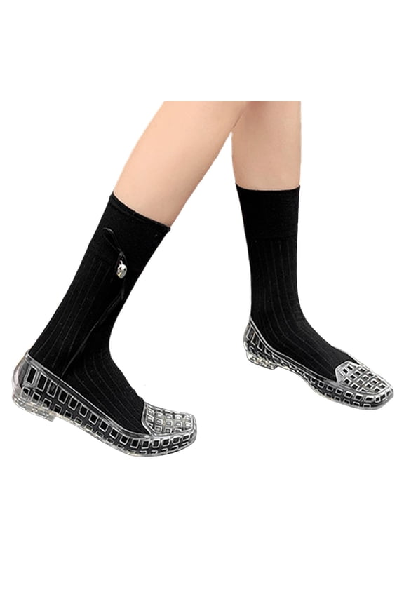 Sandals For Women Women's Jelly On Sandals Square Toe Comfortable Beach Slide Loafers Breathable Lightweight Summer Casual Footwear,Clear