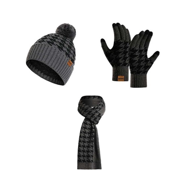 CAIXIA Scarf And Gloves Set For Women Knitted Winter Scarf Hat and Gloves Set Soft Textured Fashion Accessories for Cold Weather Comfort