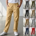 thumbnail image 1 of CAIXIA School Uniform Pants for Boys Elastic Waist Dress Pants Straight Leg Chino Pants Twill Flat Front Slacks Golf Pants Long Trousers Trendy Clothes for Girls Kids, 1 of 9