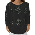thumbnail image 1 of CAIXIA Sequins Tops for Women Argyle Sweater Fall Winter Knit Shirts Crewneck Long Sleeve Loose Pullover Top Party Clubwear, 1 of 5