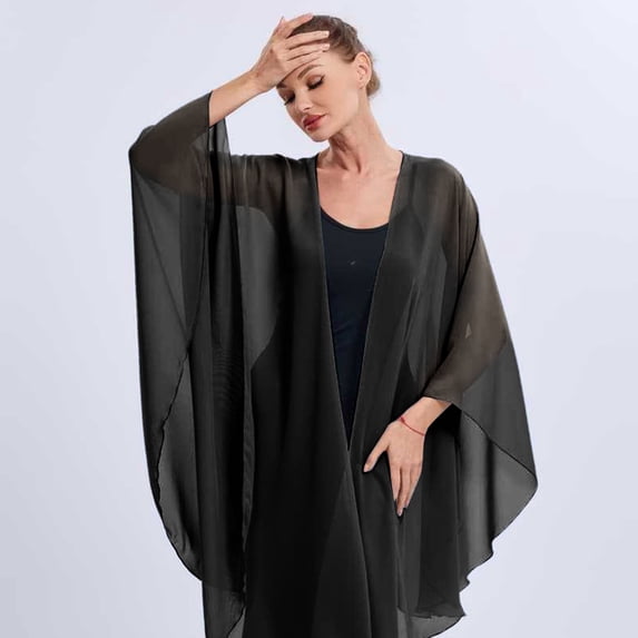 CAIXIA Shawls And Wraps For Evening Dresses Sheer Chiffon Cape Women Elegant Silky Wraps Wedding Scarf Cover Up