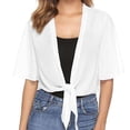 thumbnail image 1 of CAIXIA Shrug Cardigan For Women Tie Front Shrugs Cropped Summer Lightweight Sheer Knit Bolero Cardigan Sweaters, 1 of 7