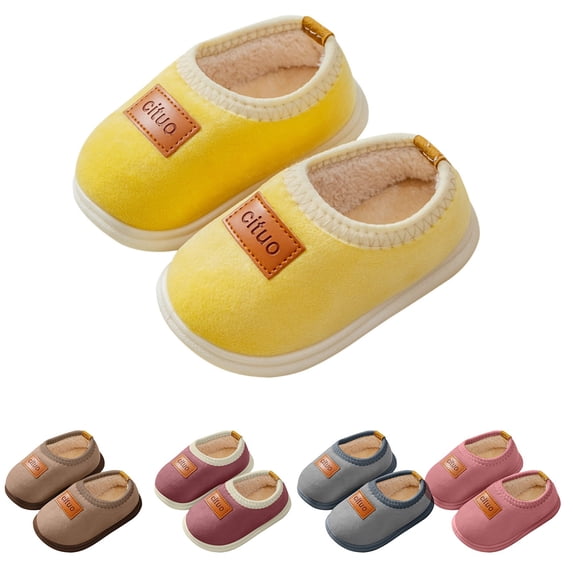CAIXIA Slippers for Kids Boys Girls with Memory Foam Lined Cartoon Pattern Non- Sole House Slippers Warm Soft Winter Fuzzy Indoor Shoes Girl Gifts