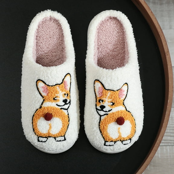 CAIXIA Slippers for Women Knit Memory Foam Arch Support Wide Widths Sherpa Lining Non-Skid Embroidery Soft Curly Full House Slippers Indoor Outdoor Wedding Gifts