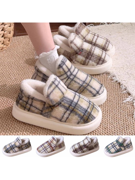 Slippers for Women Men with Memory Foam Arch Support Wide Widths Lined Non- Rubber Sole Solid Color Fuzzy Soft Winter House Slippers Outdoor Indoor Gifts for Him