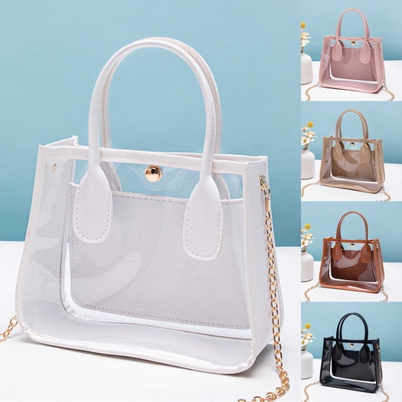 CAIXIA Small Crossbody Bags For Women Clear Transparent Handle Crossbody Shoulder Bag, Fashion Chain Strap Cute Jelly Messenger Tote Purse