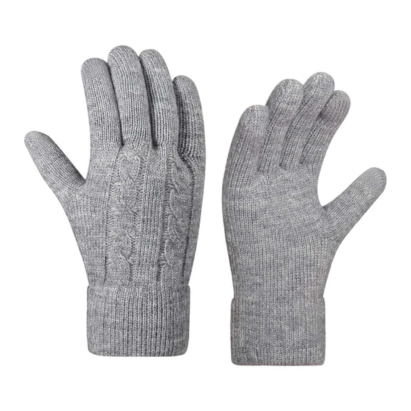 CAIXIA Snow Gloves Women Winter Thermal Knitted Touchscreen Compatible Double Layer Warm Mittens for Cycling and Outdoor Activities,Grey